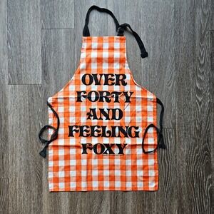 Now! Designs SF Over Forty And Feeling Foxy Orange Gingham Apron Novelty Gift
